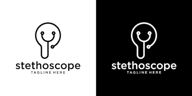 Logo line design stethoscope health icon vector illustration