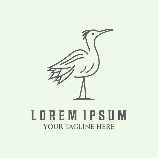 Logo line heron art design minimalist illustrator creative