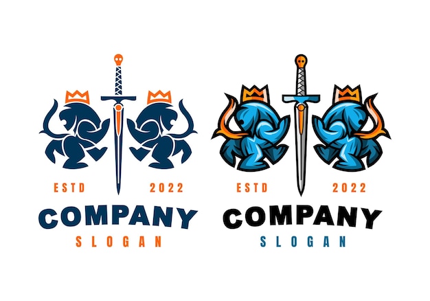 Logo Lion Sword Vector Illustration Template with Simple Elegant Design Good for Any Industry