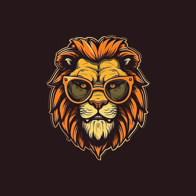 A logo of a lion with glasses designed in esports illustration style