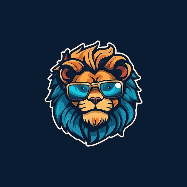 Un logo di un leone con gli occhiali disegnato nello stile dell'illustrazione degli esport