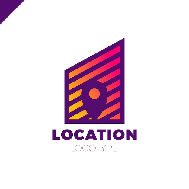 Logo location map negative space symbol in the line city build