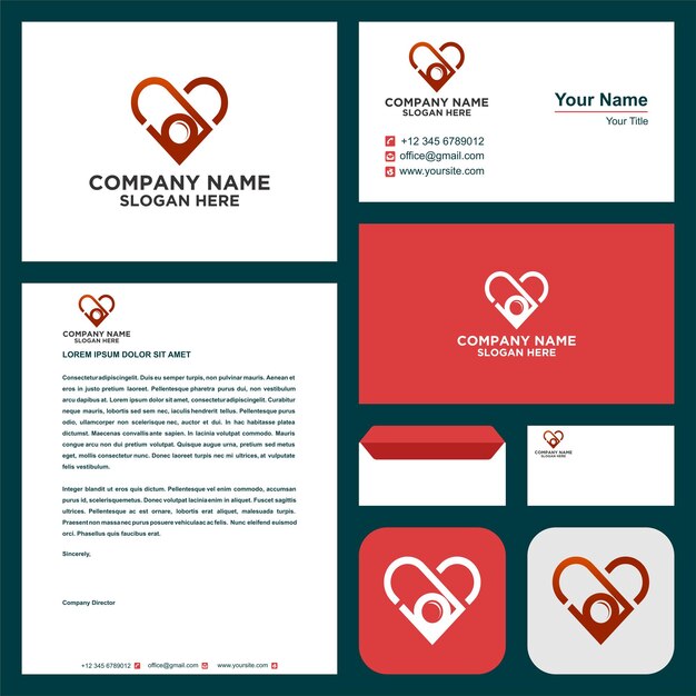 logo love in  business card premium vector
