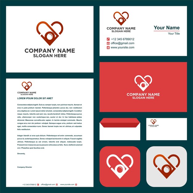 logo love in  business card premium vector