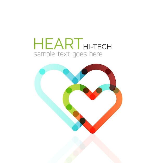 Logo love heart abstract linear geometric business icon
