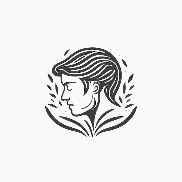 Logo man feeling longing mind feelpresence man vector illustration line art