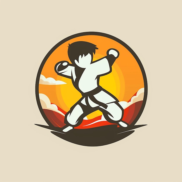 Vector logo for martial arts course for children game design