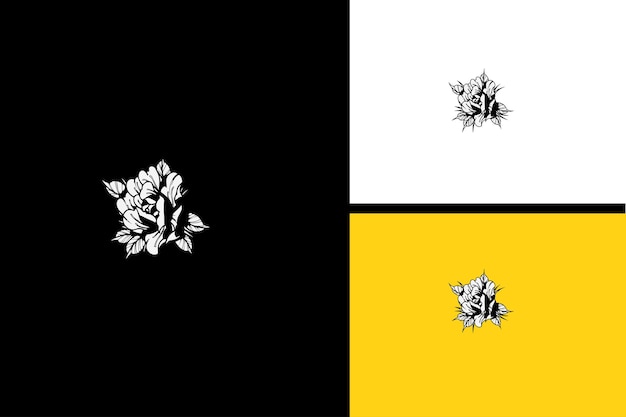 logo mascot design of flowers vector line art