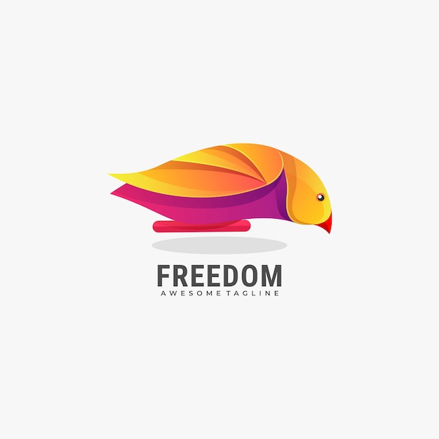 Vettore logo mascot freedom gradient colorful style.