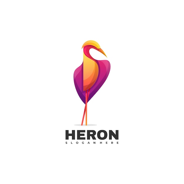  Logo Mascot Heron Gradient Colorful Style.