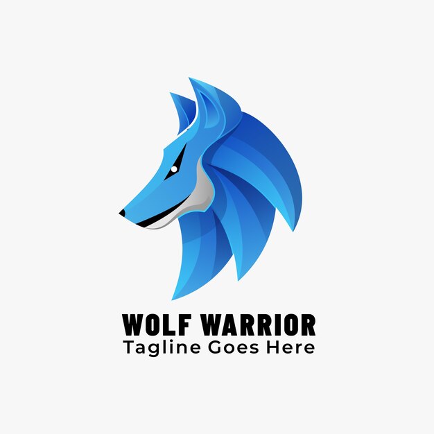  Logo mascot Wolf Warrior Gradient Colorful Style.