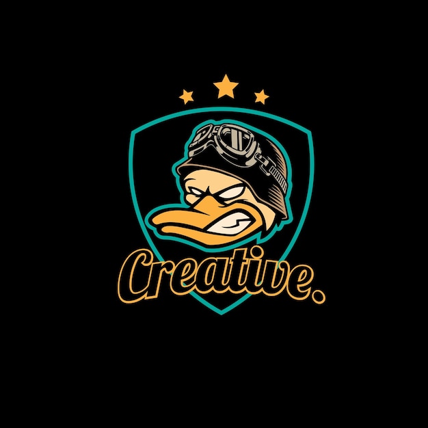 Logo mascotte eend vlieger helm vector