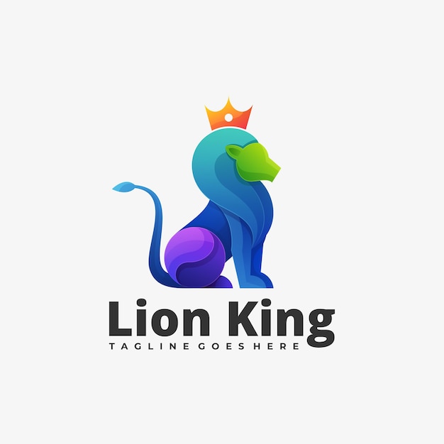 Logo mascotte Lion King Gradient kleurrijke stijl.