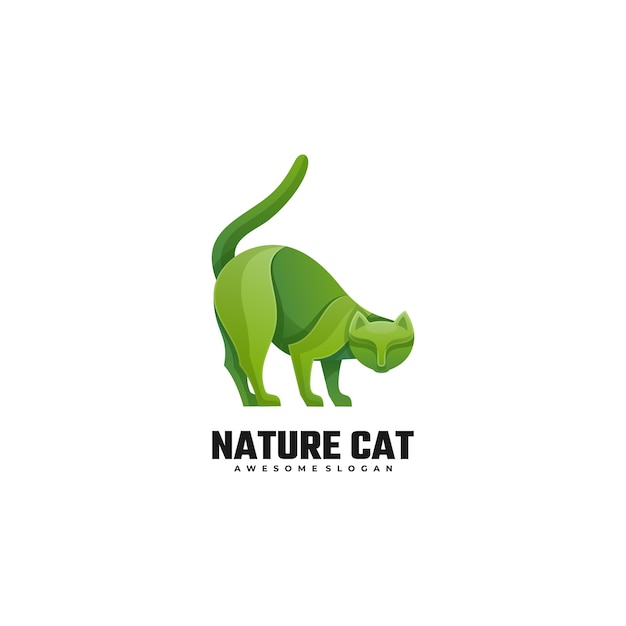 Logo mascotte natuur kat kleurovergang kleurrijke stijl.