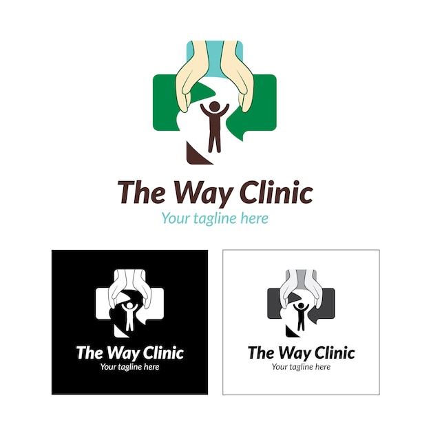 Logo for Medical Clinic. Logo with drawing of a path, correct direction. Person walking on a path