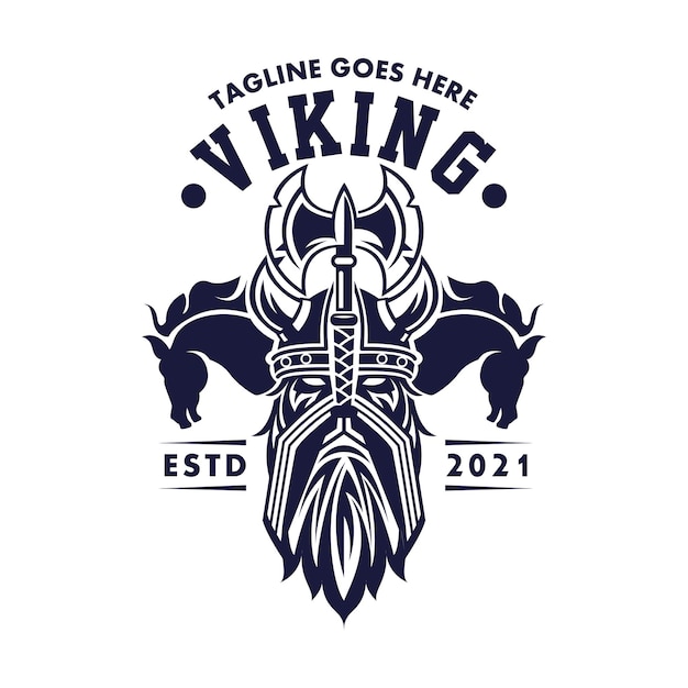 Vector logo the men vikings two horse for business  entertainment  media and restaurant cafe