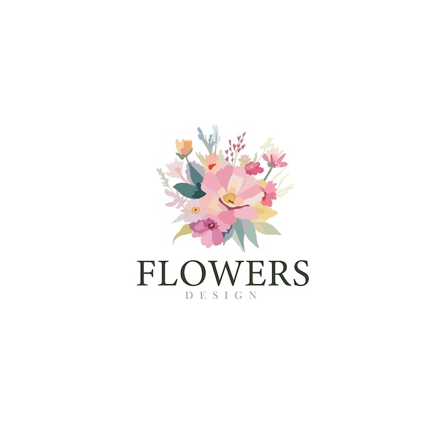 logo met aquarel wilde bloemen