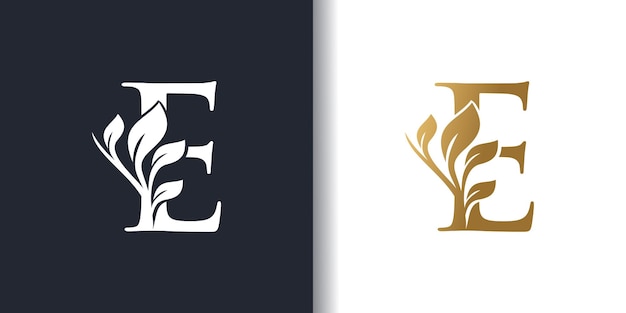 Logo met de letter E en het ontwerp van het natuurconcept