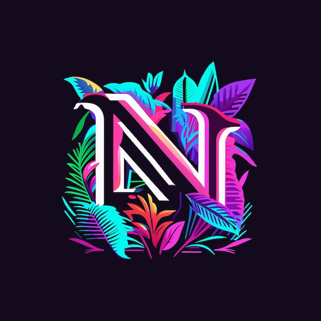 Logo met de letter n en het logo met de platte bloem n