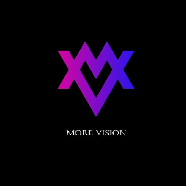 Vector logo met letter mv op zwarte achtergrond