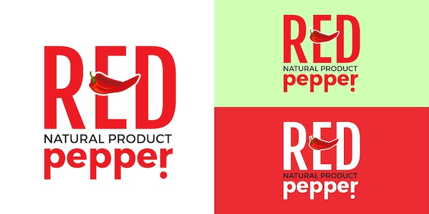 Logo met woord rode peper natuurproduct ontwerpelementen chili peper