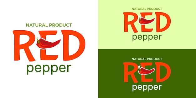 Logo met woord rode peper natuurproduct ontwerpelementen chili peper