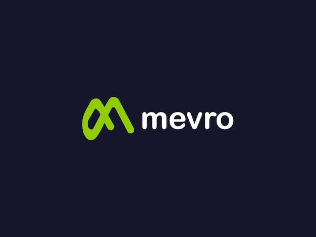 A logo for mevao that is blue