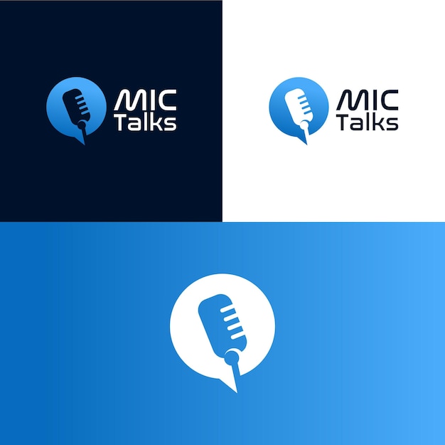 Vector logo microphone and bubble chat or talk icon, suitable for a podcast, and radio.