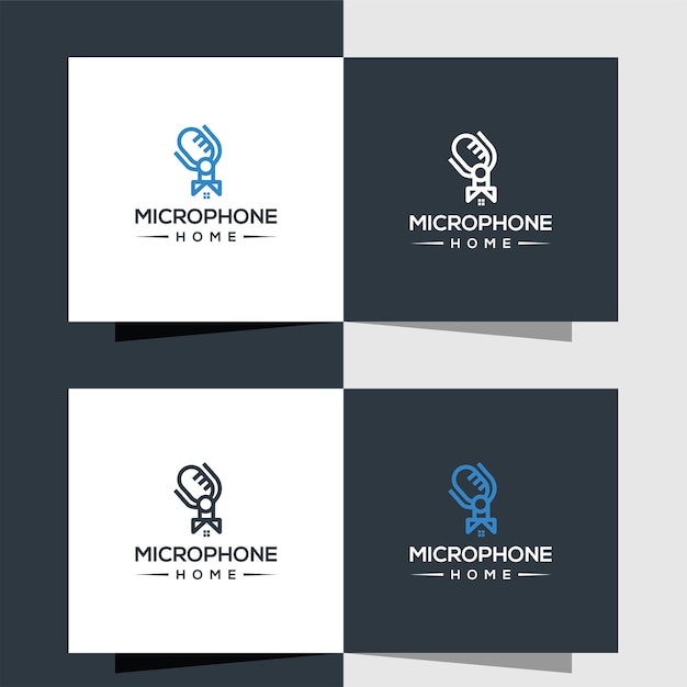 логотип Микрофон в сочетании с домиком Дизайн выполнен с элегантными линиями
