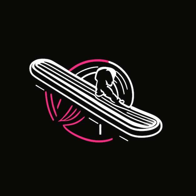 ロゴ最小限のスケート ボード スケートパーク未来的なネオン ベクトル イラスト ライン アート