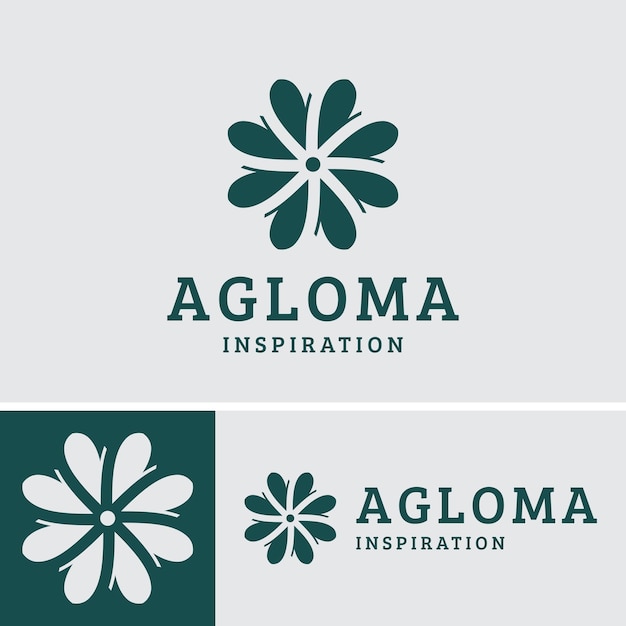 Logo minimalist green propeller leaves flower group for business company