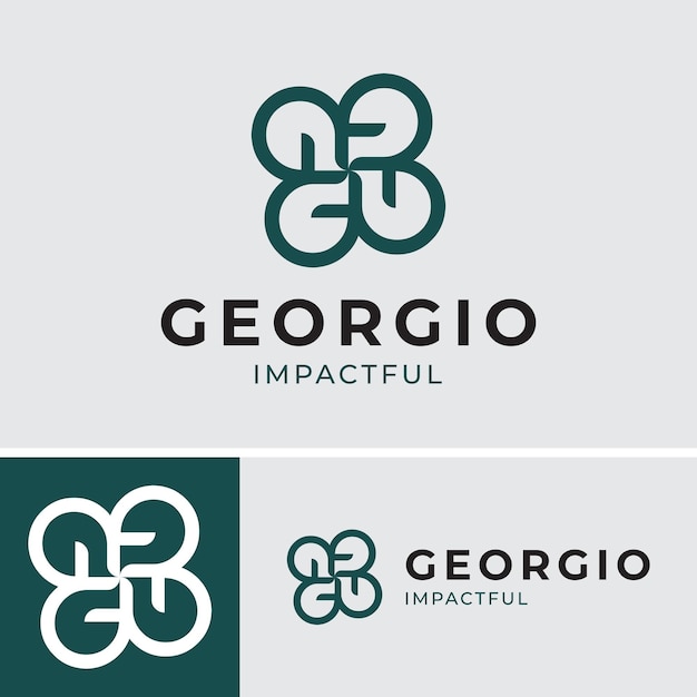 Логотип минималистская буква G оставляет групповой раунд для бизнес-компании