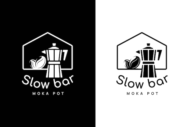 Вектор Кофейня с логотипом moka pot custom drink store медленный бар