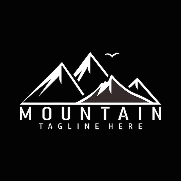 Vector a logo for a mountain camp site with a mountain on the top