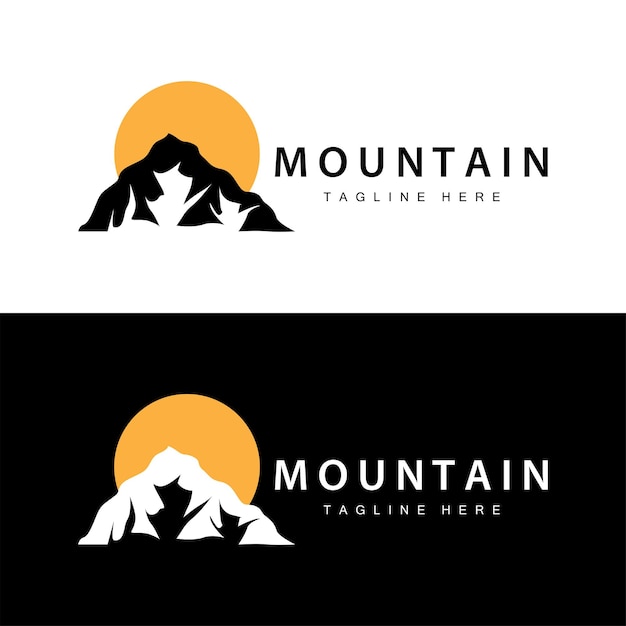 Logo Mountain Simple Design Avonturenmodel Silhouet Landschap Eenvoudige Moderne Stijl Merk