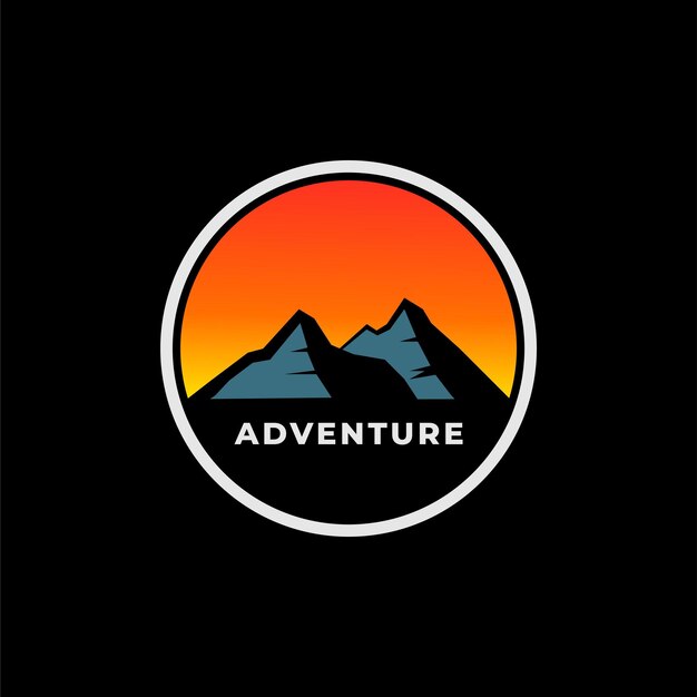 Logo of mountains and twilight outdoor adventure