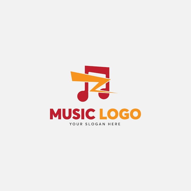 A logo for music company that is red and yellow.