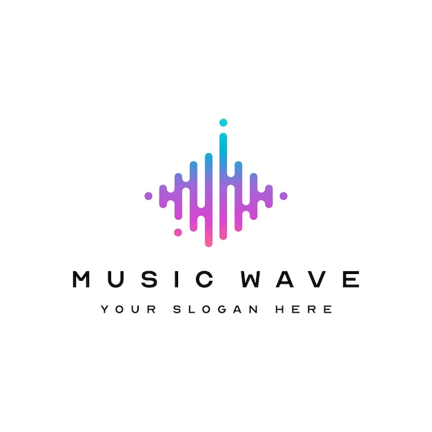 Logo of music with line art syle and modern concept modern gradient music Premium Vector