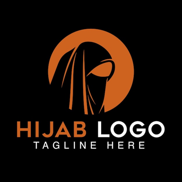 Logo muslim hijab with leaf symbol, fashion logo.
