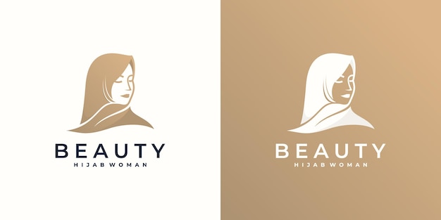 Logo muslimah hijab with leaf symbol, fashion logo