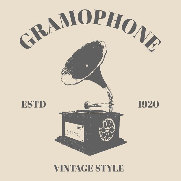 logo muziek grammofoon vector logo ontwerpsjabloon. muziek- of vinylplaat, nostalgieontwerp.