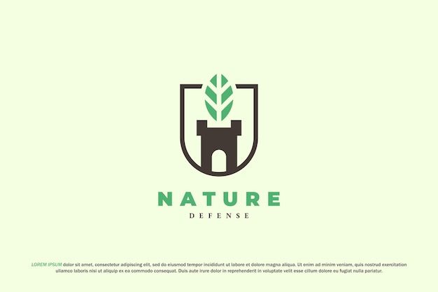 logo nature fort leaf shield defense green