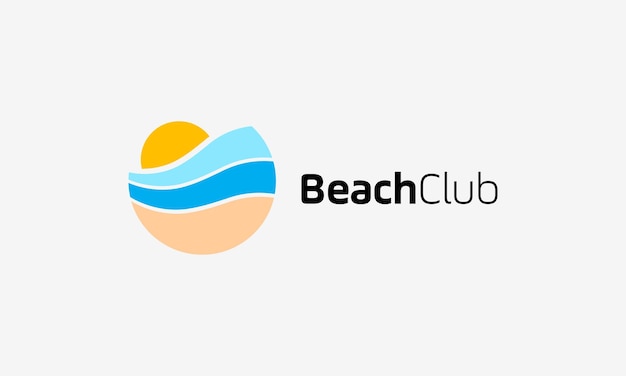 Logo natuur concept strand water golf zon zand oceaan blauw ontwerp vakantie stijlicoon