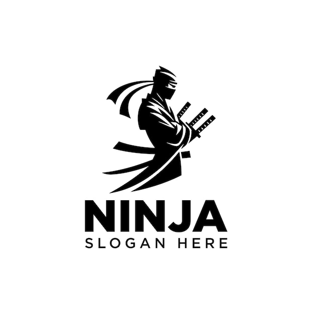 Vector logo ninja krijger met zwaard 3