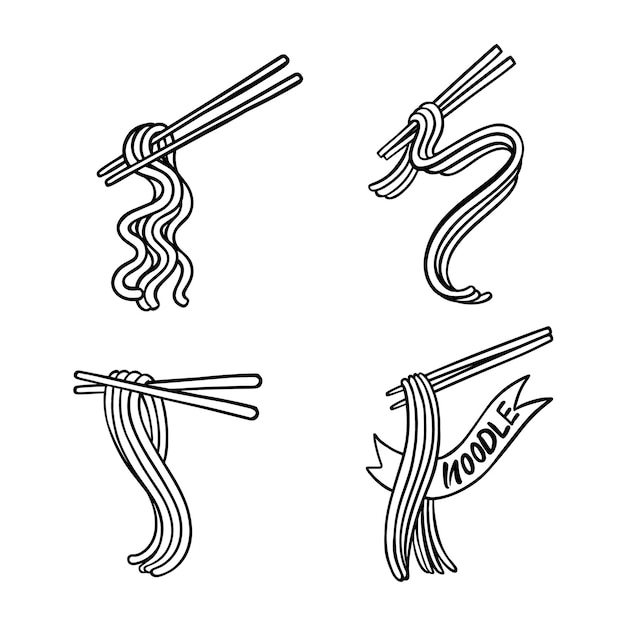 벡터 젓가락 아시아 국수 로고 국수 파스타
