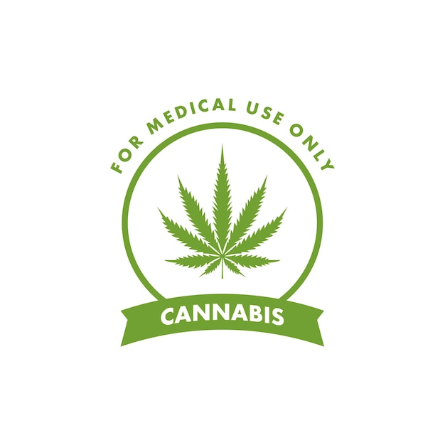 Logo of sticker van cannabisblad marihuana en groen natuurlogo en -symbool van cannabisblad