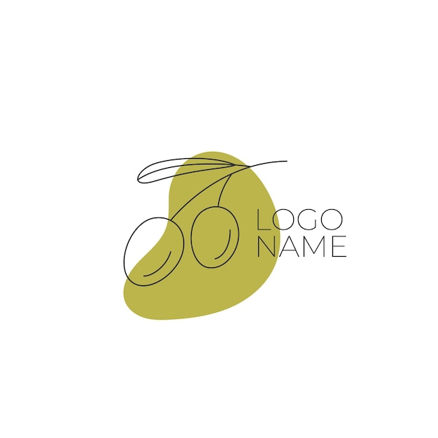Логотип оливок на ветке Элегантный знак для консервированных оливок оливкового масла оливковой плантации