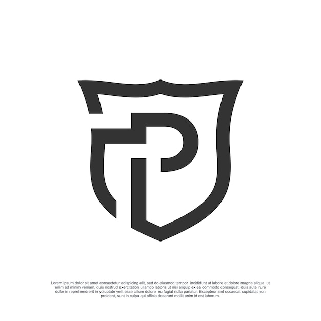 Logo ontwerp beginletter met schild voor creatief bedrijfsconcept Premium Vector