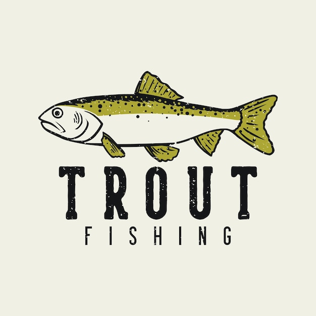 Logo ontwerp forel vissen met forel vissen vintage illustratie