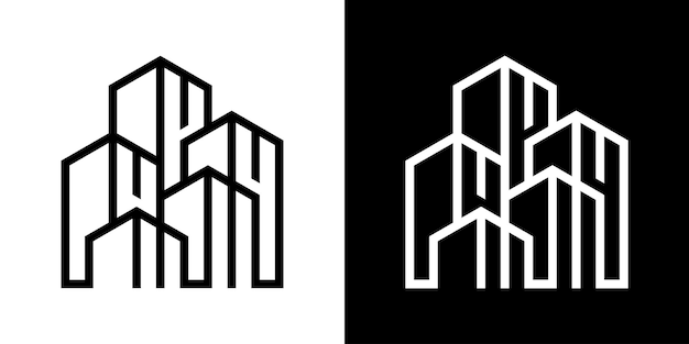 Logo ontwerp gebouw pictogram vector illustratie lijn